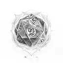 d20 with unshattered rune from elden ring tattoo design idea