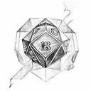 d20 with unshattered rune from elden ring tattoo design idea