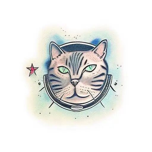 balck cat with space in forehead tattoo design idea
