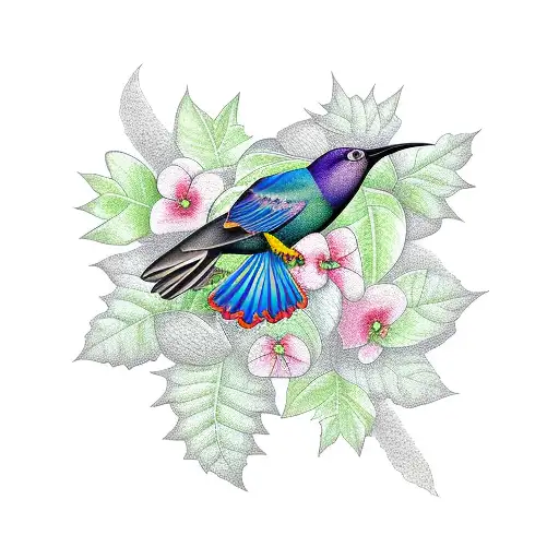 tattoo of a vine with a tui and kea incorporated into the design tattoo design idea