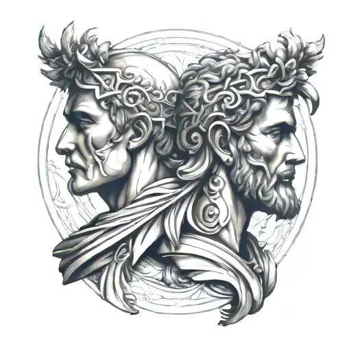 janus roman god tattoo design idea