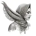 muslim girl with arabic tattoo design idea