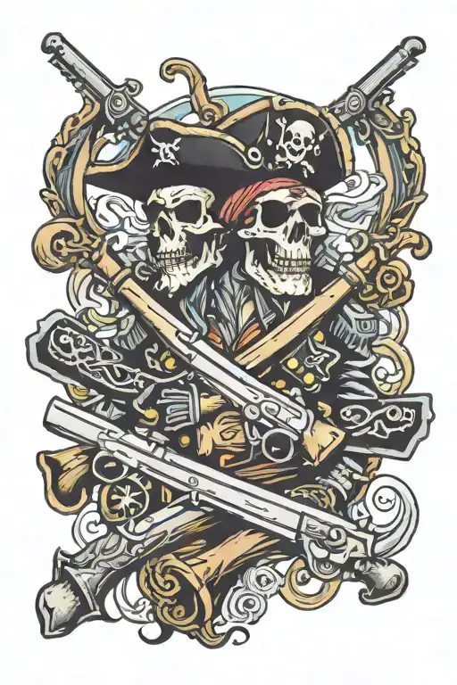 pirate guns crossed tattoo design idea