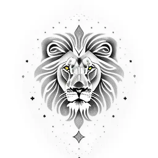 Lion with the constellation of Aquarius tattoo design idea