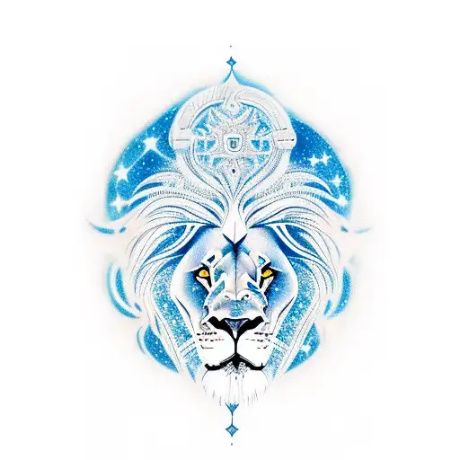 Lion in the constellation of Aquarius tattoo design idea