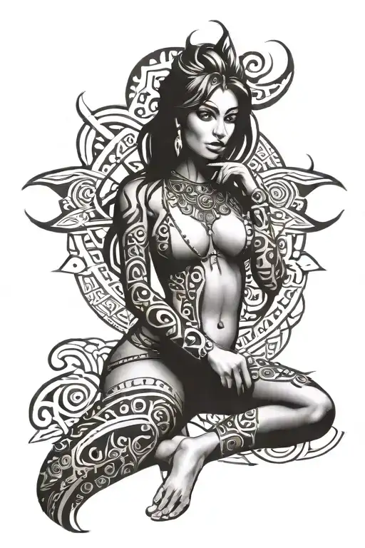 sexy girl in lingerie good quality tattoo design idea