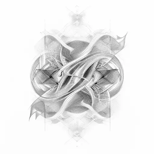An abstract representation of passion and desire, using flowing lines and shapes inspired by the movements of different sexual positions tattoo design idea