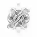 An abstract representation of passion and desire, using flowing lines and shapes inspired by the movements of different sexual positions tattoo design idea