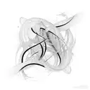 An abstract representation of passion and desire, using flowing lines and shapes inspired by the movements of different sexual positions tattoo design idea