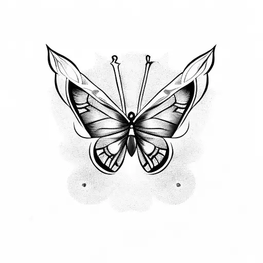 butterfly with sword tattoo design idea