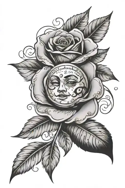 Paper script with punjabi quote with money rose and eye tattoo design idea