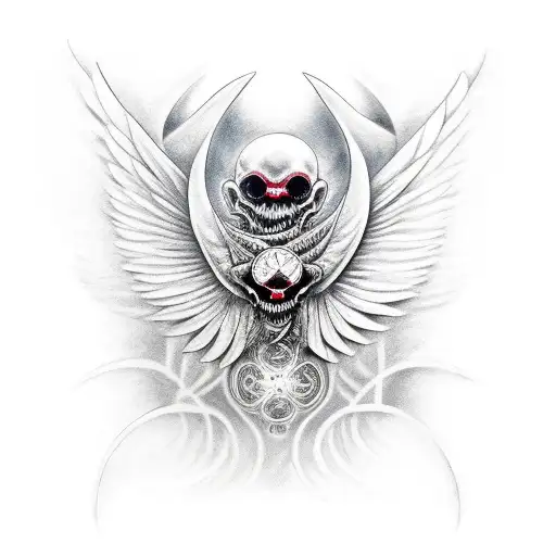 whispering demon with wings tattoo design idea