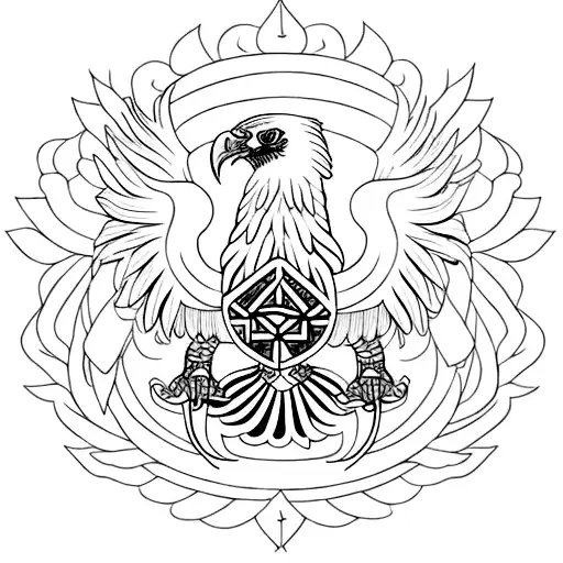double-headed eagle with tryzub  tattoo design idea