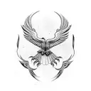 double-headed eagle with tryzub  tattoo design idea