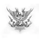 double-headed eagle with tryzub  tattoo design idea