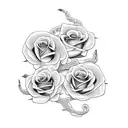 Snake and roses realista tattoo design idea