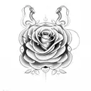 Snake and roses realista tattoo design idea