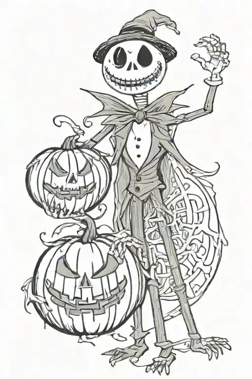 Jack the skellington holding pumpkin and   oogie boogie tattoo design idea