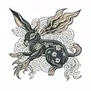 year of the fire rabbit, but the fire is Fleur-de-lis tattoo design idea