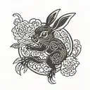 year of the fire rabbit, but the fire is Fleur-de-lis tattoo design idea