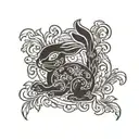 year of the fire rabbit, but the fire is Fleur-de-lis tattoo design idea