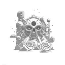 Combine elements from the videogame rust and the philosophy of loneliness and nihilism tattoo design idea