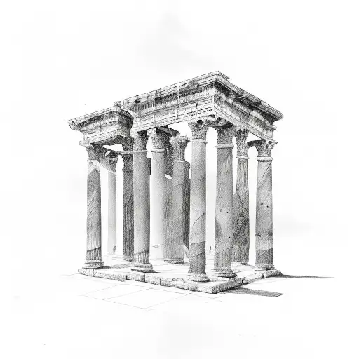 just three roman pillars, nothing else tattoo design idea