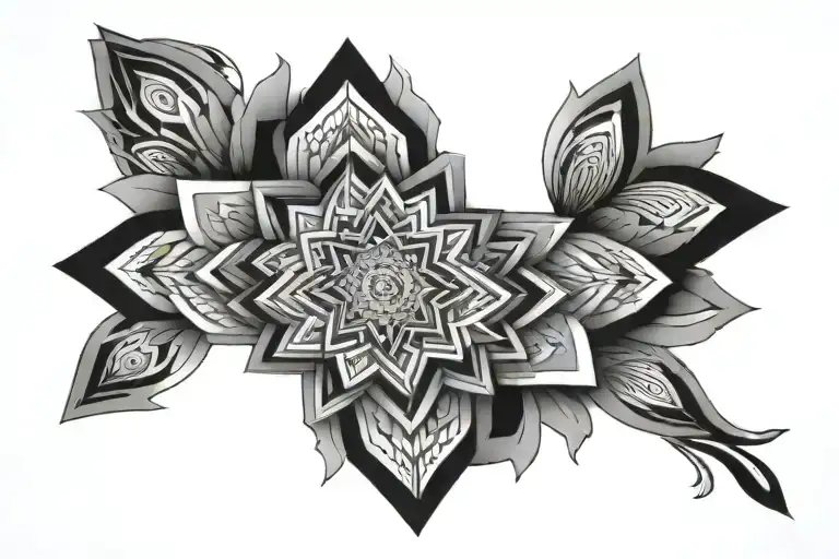 Geometrical mandela type on the neck   tattoo design idea