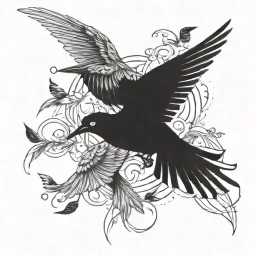 birds flying with something tattoo design idea