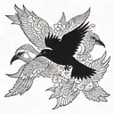 birds flying with something tattoo design idea
