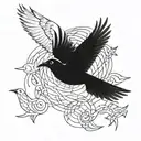 birds flying with something tattoo design idea