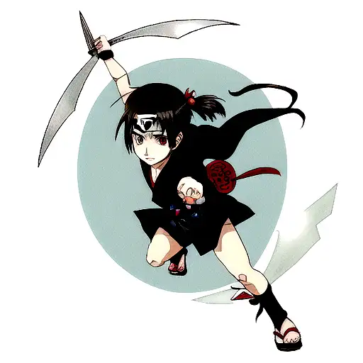 itachi's kunai with sasukes eyes tattoo design idea