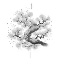 blossom tree with Chinese lettering tattoo design idea