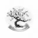 blossom tree with Chinese lettering tattoo design idea