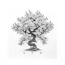 blossom tree with Chinese lettering tattoo design idea