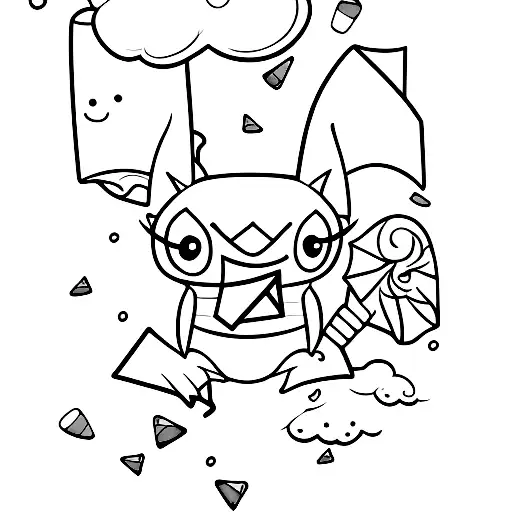 bat with candy corn tattoo design idea