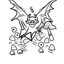 bat with candy corn tattoo design idea