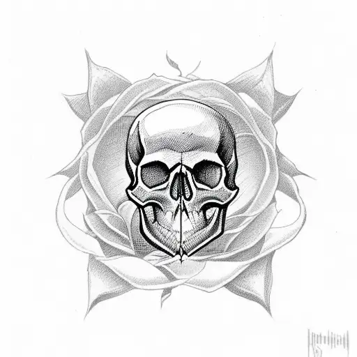 skull rose cross tattoo design idea