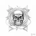 skull rose cross tattoo design idea