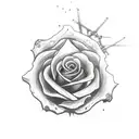 skull rose cross tattoo design idea