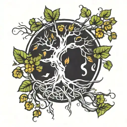 Traditional "Tree Of Life With Roots And Leaves..." Tattoo Idea