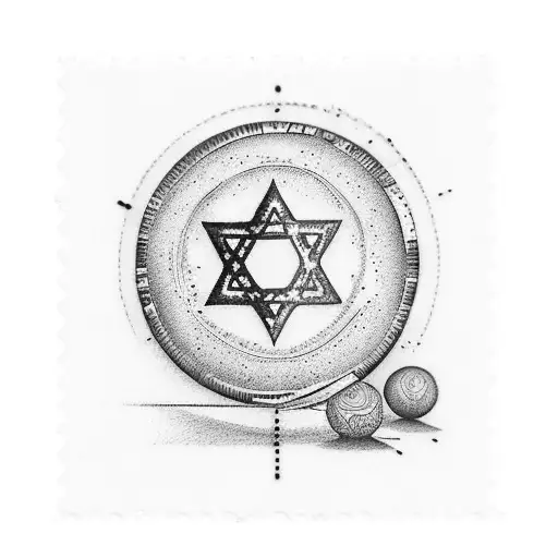 Israeli stamp with shading in the background tattoo design idea
