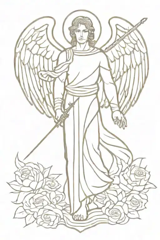 michael archangel with sword tattoo design idea