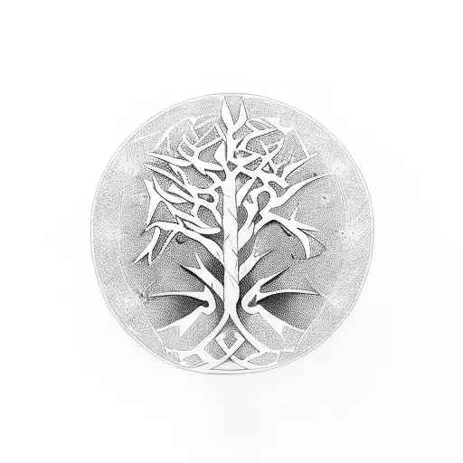 realistic design featuring a Lebanese cedar tree with the branches forming the shape of an Armenian cross tattoo design idea