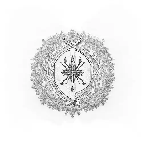 design featuring a Lebanese cedar tree with the branches forming the shape of an Armenian cross tattoo design idea
