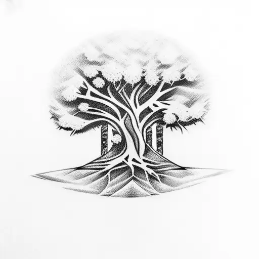 design featuring a Lebanese cedar tree with the branches forming the shape of an Armenian cross tattoo design idea