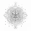 A dotwork design featuring a Lebanese cedar tree with the branches forming the shape of an Armenian cross tattoo design idea