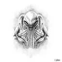 xenomorph with very muscle tattoo design idea