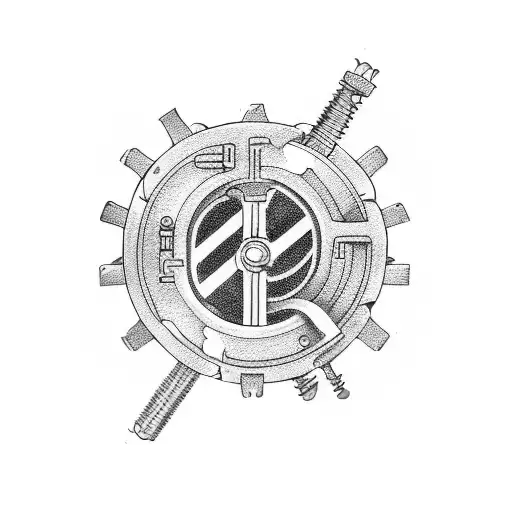 A mechanical wrench intertwined with a circuit board tattoo design idea