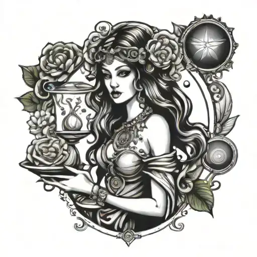close  libra goddess tattoo design idea
